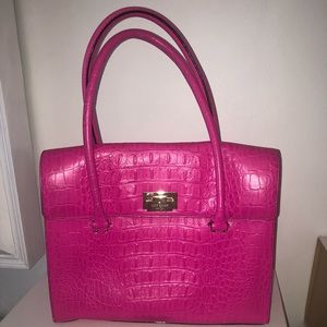 Fuchsia KATE SPADE Croc Leather Handbag
